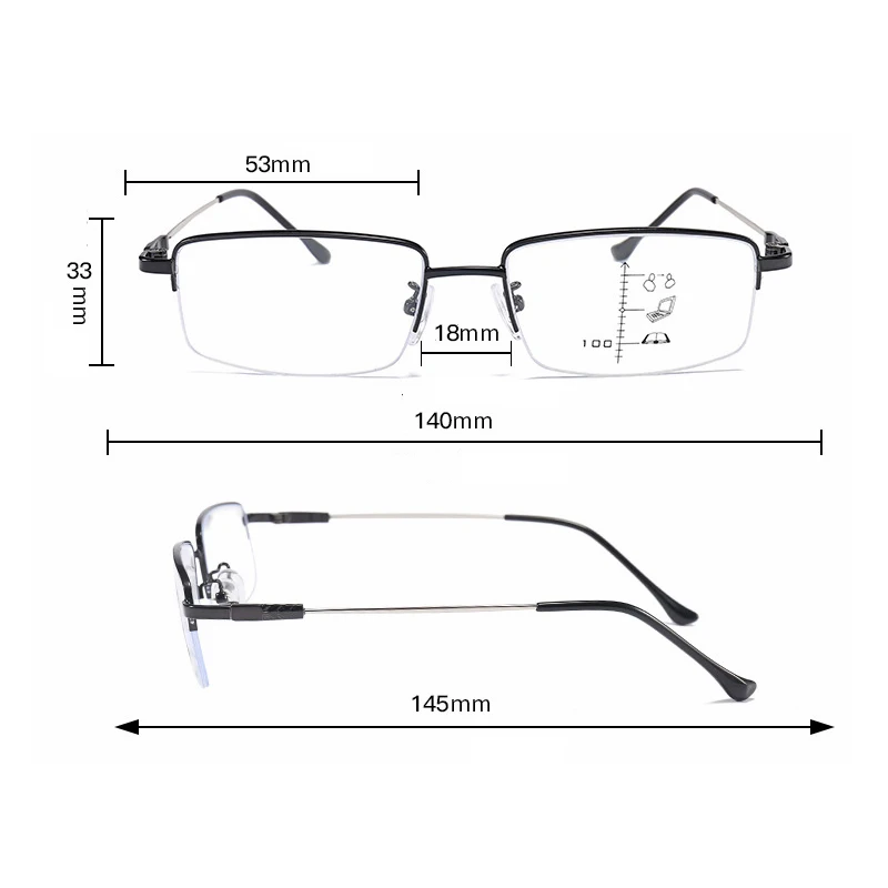 Hot Anti-blue Progressive multifocal reading glasses men smart zoom reading glasses women far near sight presbyopic glasses 50