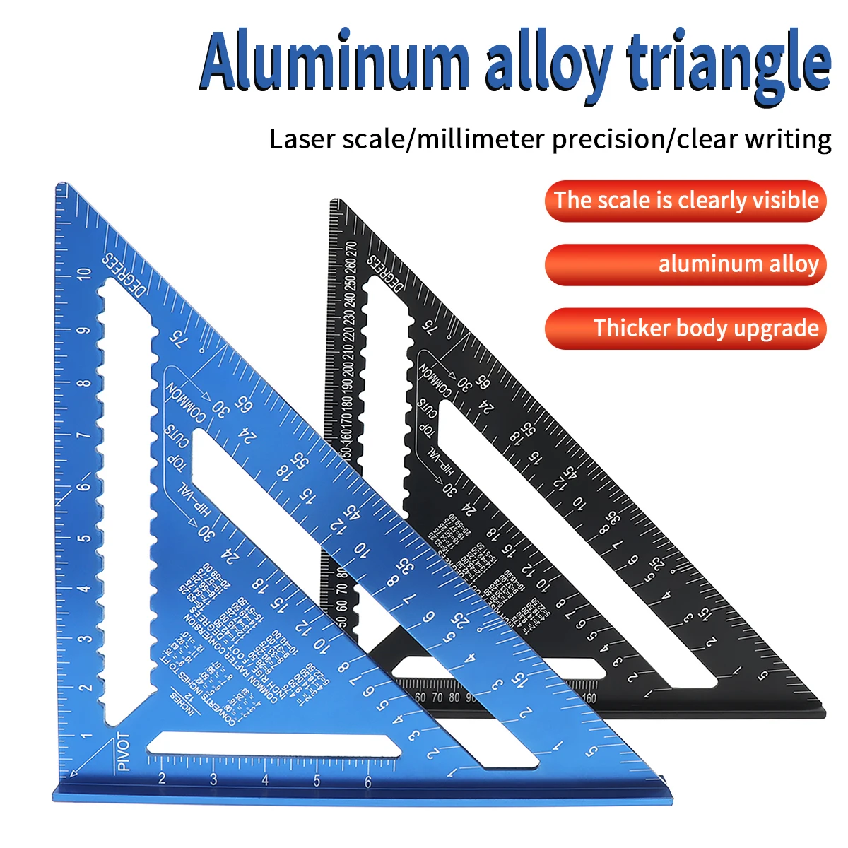 

Angle Ruler 7inch 12 inch metric Imperial Aluminum Alloy Triangular Measuring Ruler Woodwork Triangle Angle Protractor