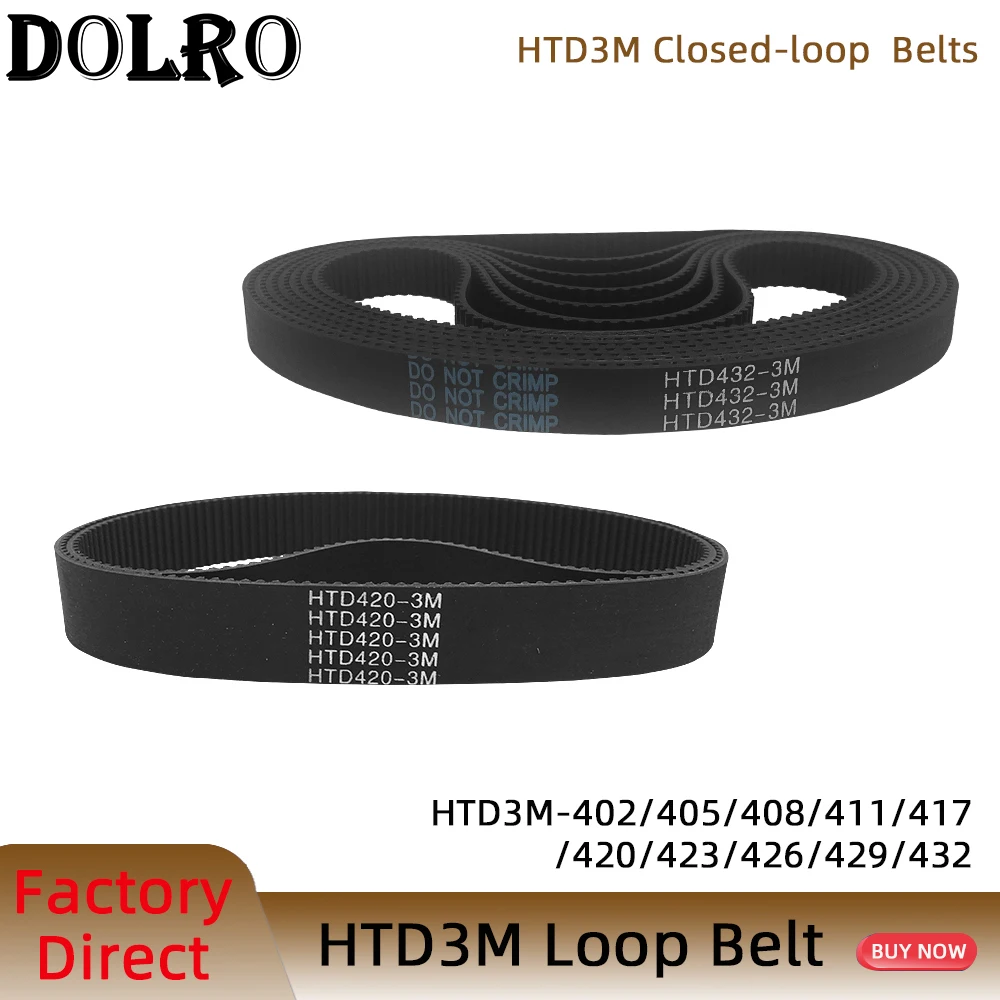 

Arc HTD 3M Timing belt C=402 405 408 411 417 420 423 426 429 432 width 6/9/10/12/15/20mm Rubbe Closed Loop Synchronous pitch 3mm