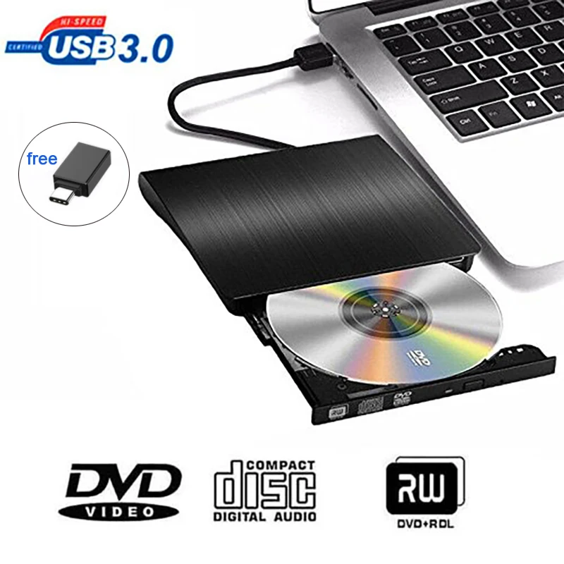 External CD/DVD Drive USB 3.0 CD DVD +/-RW Burner DVD/CD Player or ROM Reader Rewriter Writer Disk Drive for Desktop/Laptop/iMAC