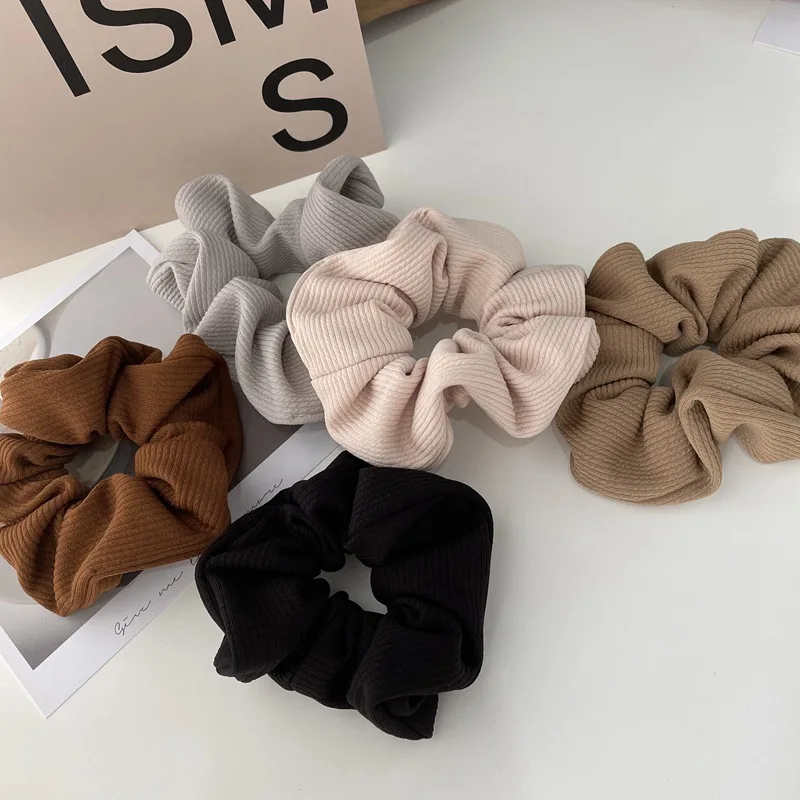 

Fashion Winter Thick Knitted Scrunchies Elastic Hair Bands Women Girls Solid Soft Ponytail Holder Headbands Hair Tie Accessories