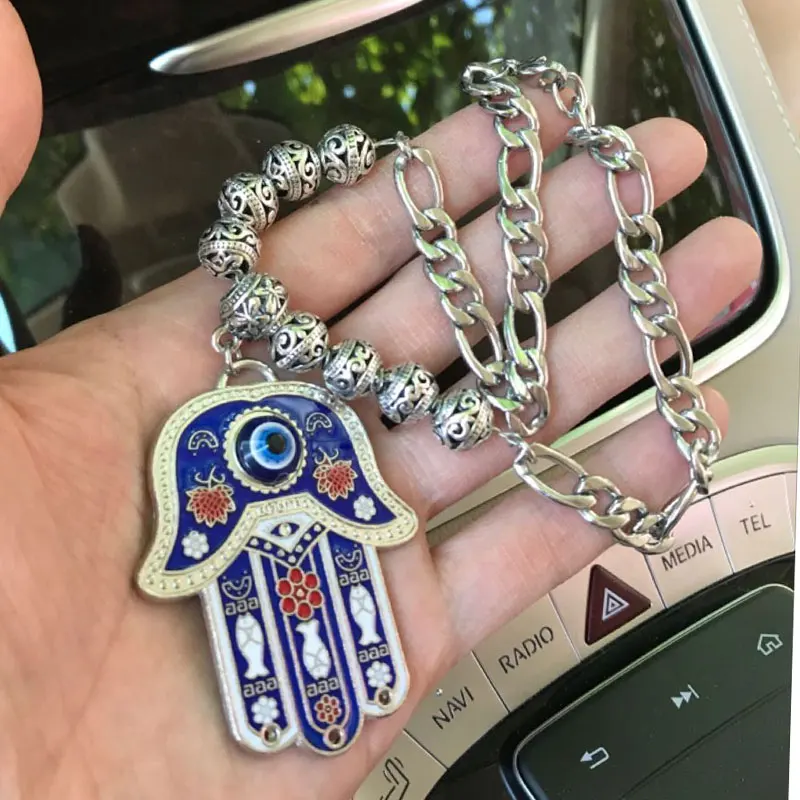 turkish evil eye hamsa hand of fatima Car Rear View Mirror islam muslim Car Pendant Hanging