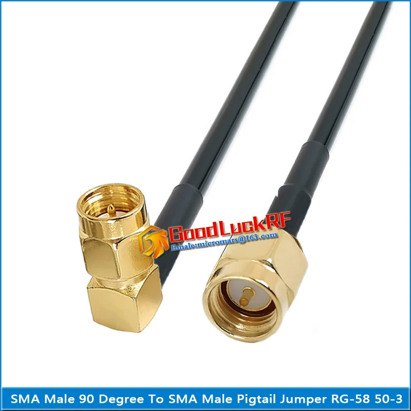 

SMA Male to SMA Male Right Angle 90 Degree type L Pigtail Jumper RG-58 RG58 3D-FB 50-3 Extend cable 50 Ohm copper High Quality