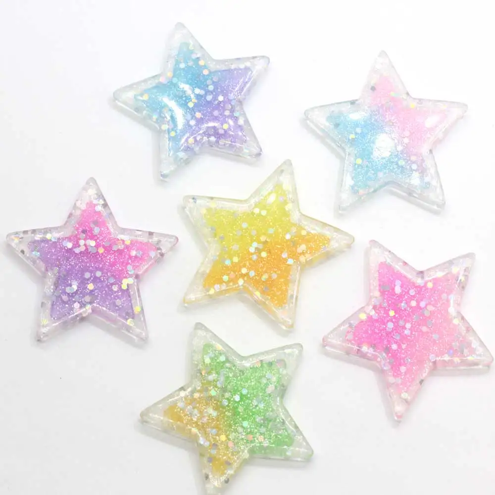 

Cute FlatBack Resin Cabochons Gradient Glitter Star Scrapbooking Crafts For Jewelry DIY Decoration