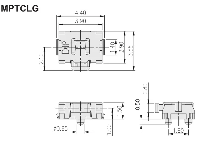 Interrupteur à 2 boutons tortue SMD, MPTFG-Q-T/R, Taiwan, 20 pièces, sans colonne, micro-tact