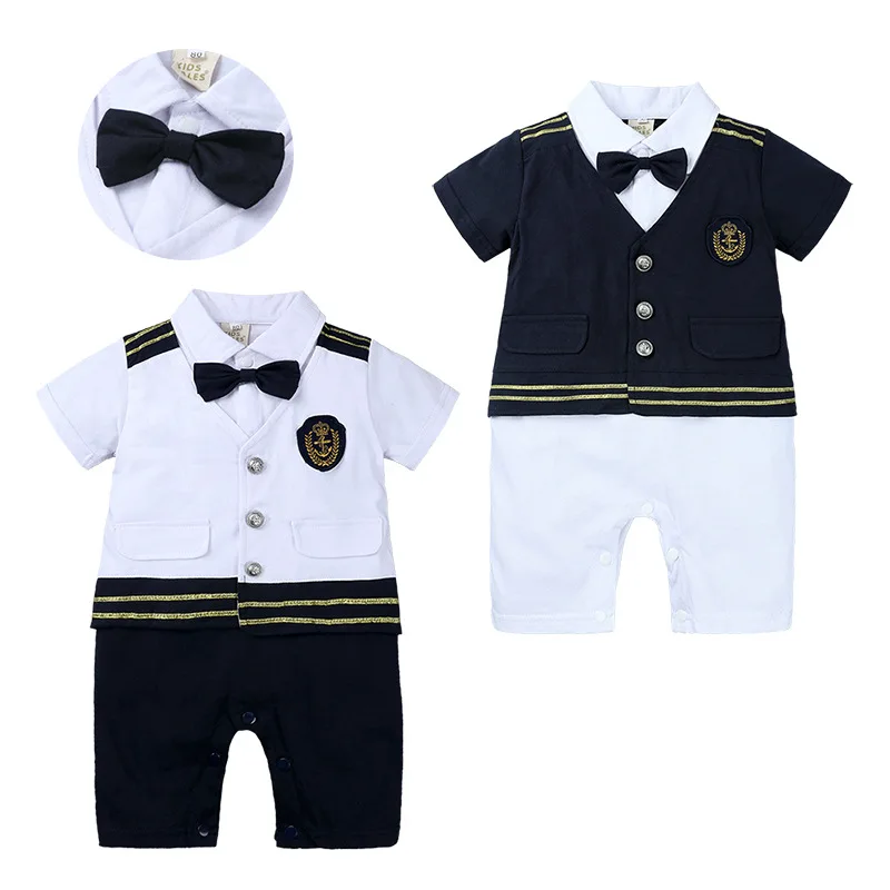 

Costumes Baby Boys Rompers Newborn Summer Bowtie Cotton Clothes Short Sleeve Tuxedo Kids' Clothing