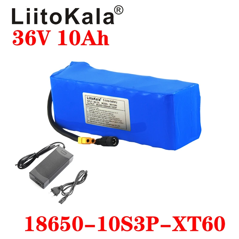 LiitoKala 36V 10S3P 10Ah 500W High power capacity 42V 18650 lithium battery pack ebike electric car bicycle motor scooter BMS