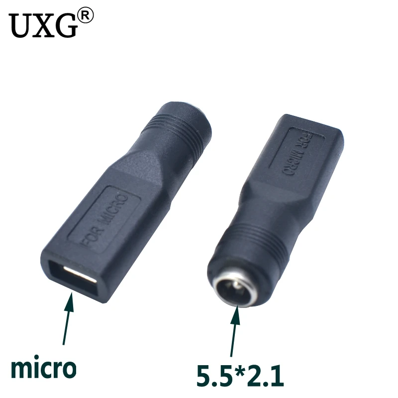 90 Degree Female DC 5.5*2.1mm to Micro USB Jack Converter 5Pin DC Power Charger Adapter Connector for Laptop Tablet Mobile Phone