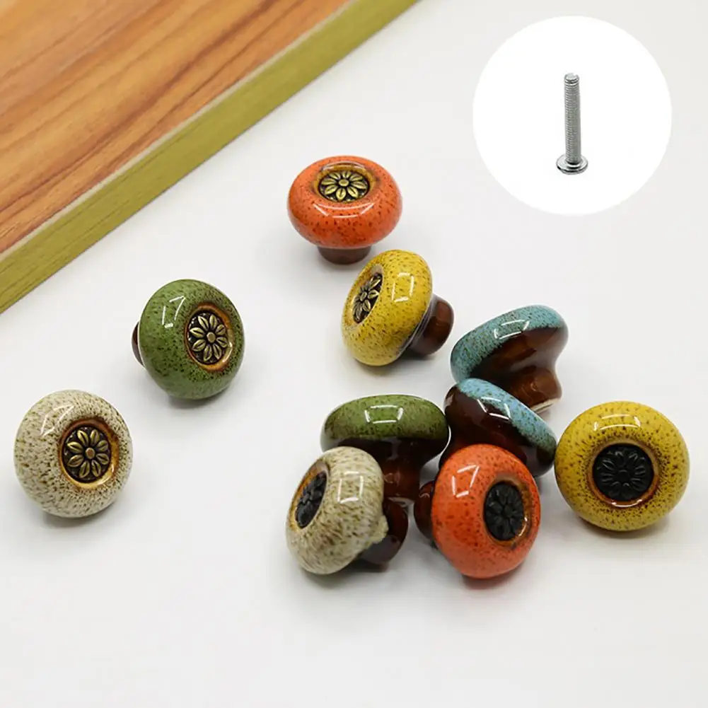 1pcs Flower Carving Knobs Ceramic Knobs Dresser Knob Drawer Cabinet Handle Pulls  Kitchen Cupboard Knob Furniture Hardware