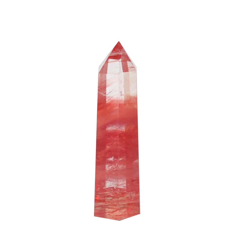 40-50mm Red Natural Crystal China Rhodochrosite Quartz Point Healing Stone Hexagonal Prisms Obelisk Wand Treatment Stone Diy