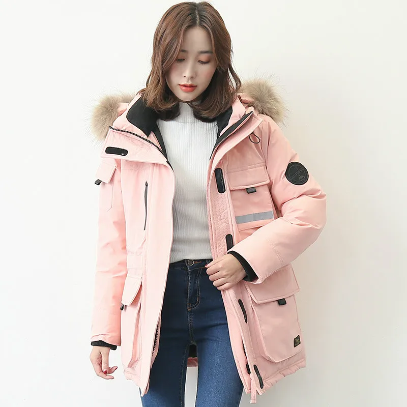 90% White Boollili Goose Down Jacket Women Winter Coat Women Real Raccoon Fur Collar Korean Puffer Jacket Women Parka