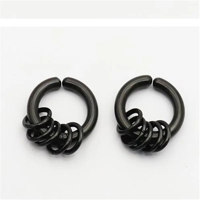 Große Creolen aus Edelstahl, 1 Paar, runde Form, 3 mm x 12 mm, Herren, Farbe: Schwarz. – Detail 20