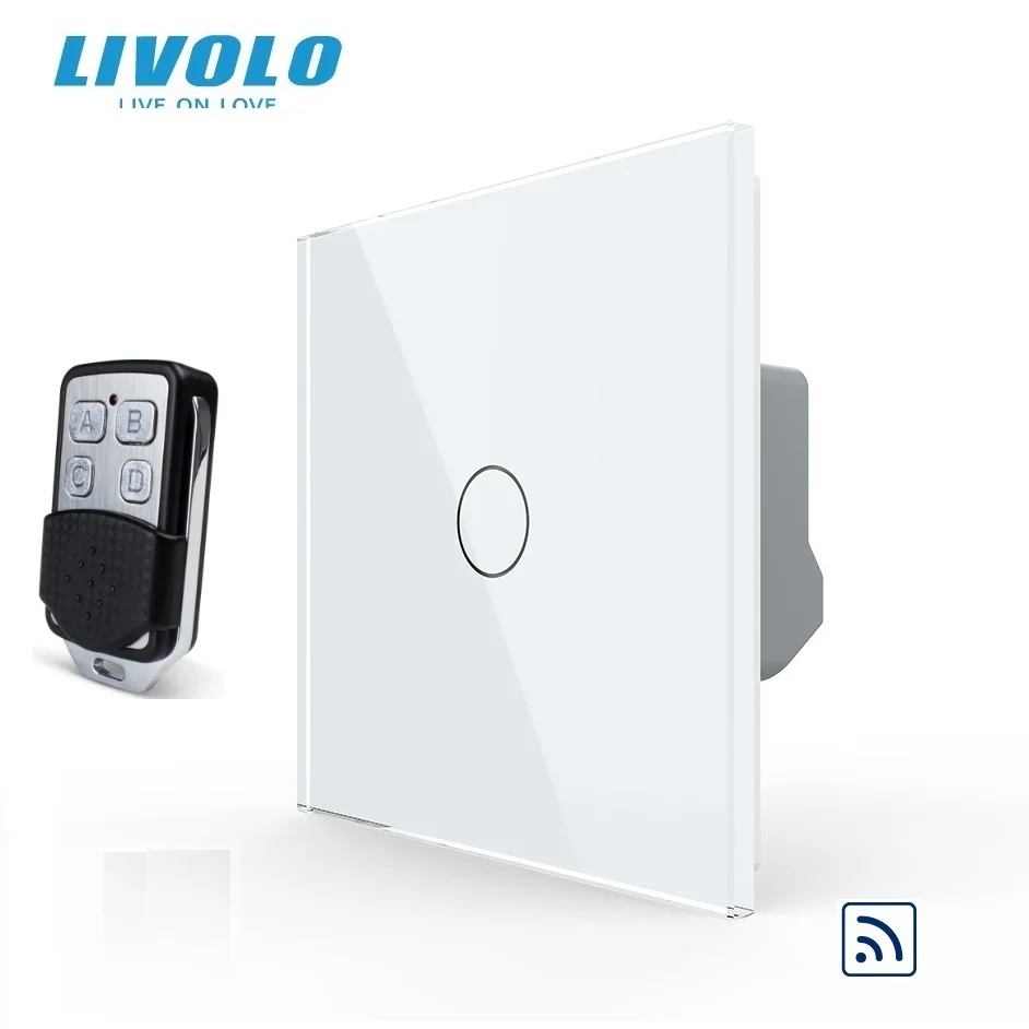 

Livolo EU Standard, Remote Control Switch,Crystal Glass Panel,110V~250V, Wireless 1 Gang 1 Way Wall Light Switche for Smart Life