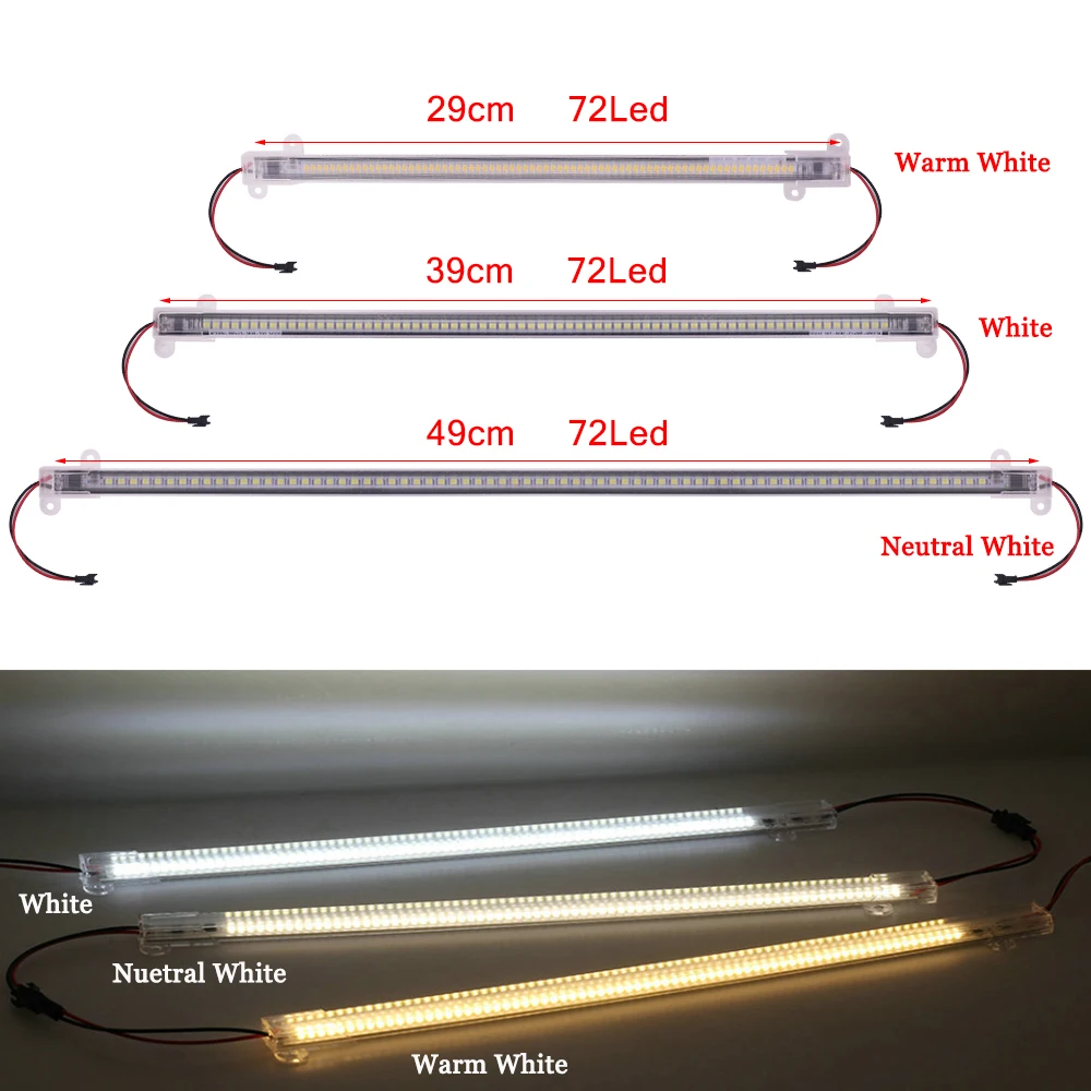 5 sztuk/partia LED Bar światła wodoodporna AC220V 2835 LED sztywne taśmy 72 LEDs wysokiej jasności energooszczędne LED świetlówki Bar