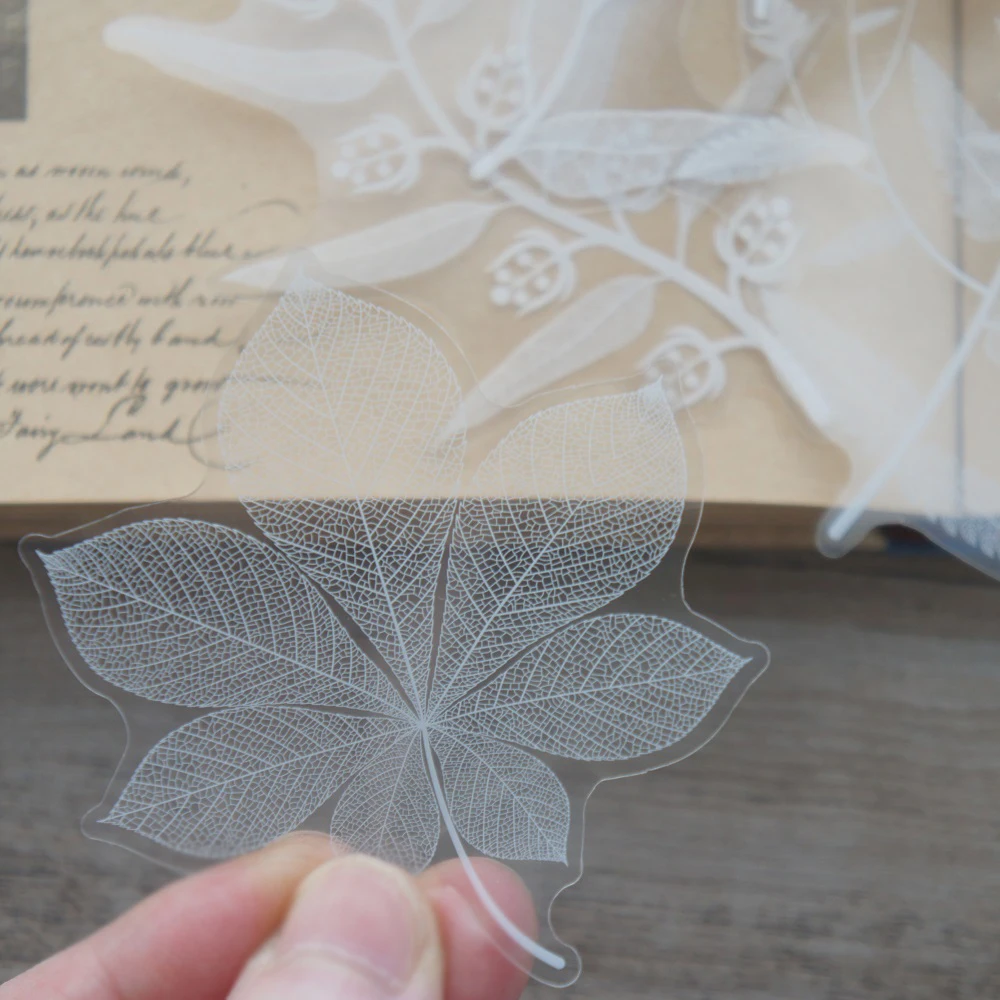 

38pcs White Plant Leaves Style Transparent Sticker Scrapbooking DIY Gift Packing Label Gift Decoration Tag