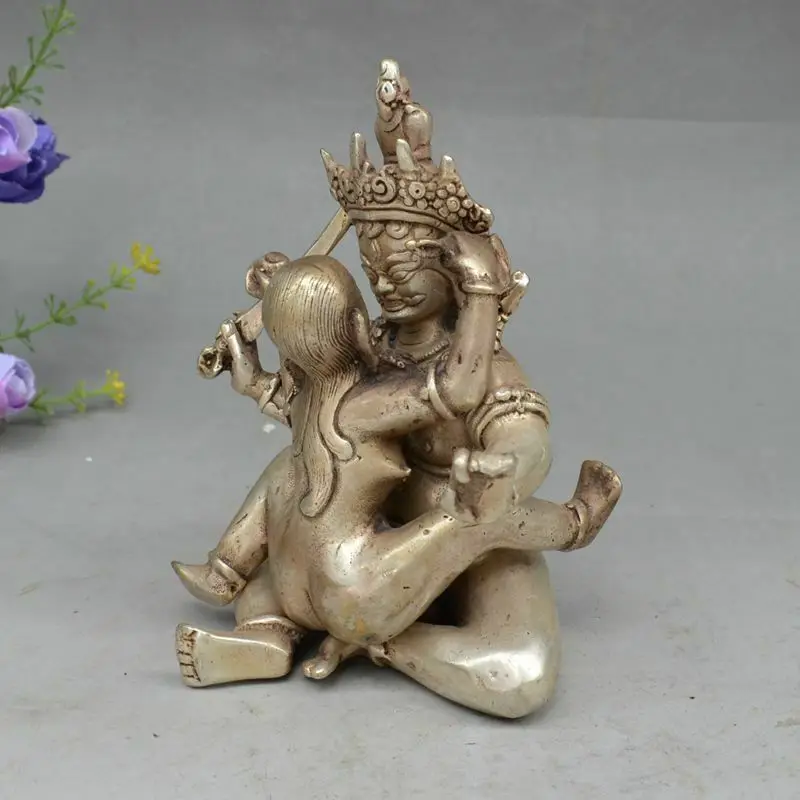 

Tibet Buddhism Bronze Copper Vajra Mandkesvara Yab-Yum Happy Buddha Statue