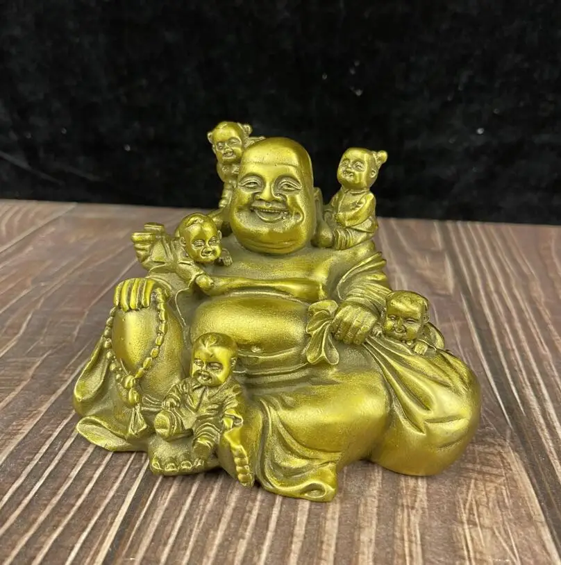 Brass Smiling Face five children maitreya Buddha Home Decor crafts statue