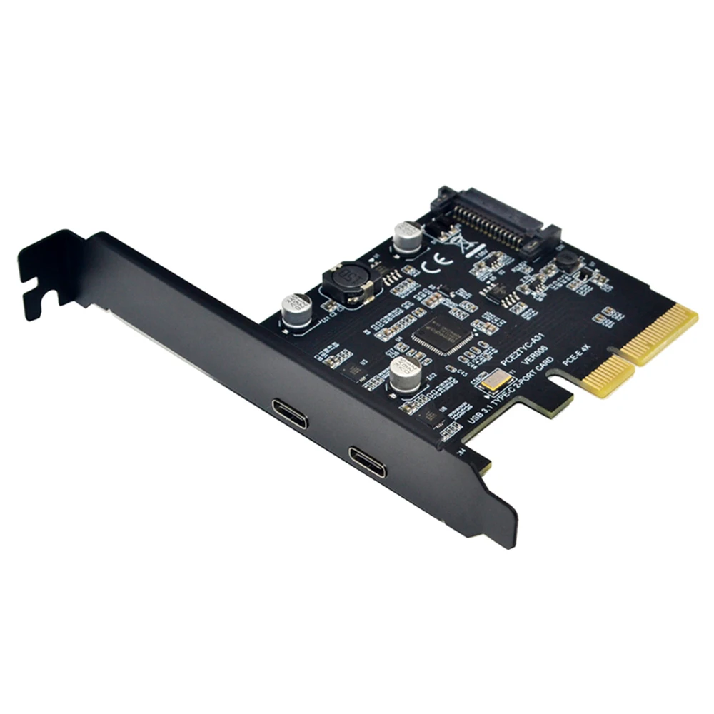 USB 3.1 PCIE Raiser Dual USB 3.1 Gen 2 Type-C พอร์ต PCI-E PCI Express X4 SATA 15Pin 10Gbps เพิ่มการ์ด