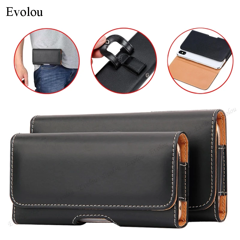 For Samsung Galaxy S21 Ultra S20 FE A42 12 A52 A72 A02S Leather phone belt Case Waist Bag Magnetic Vertical Phone Case Belt Clip