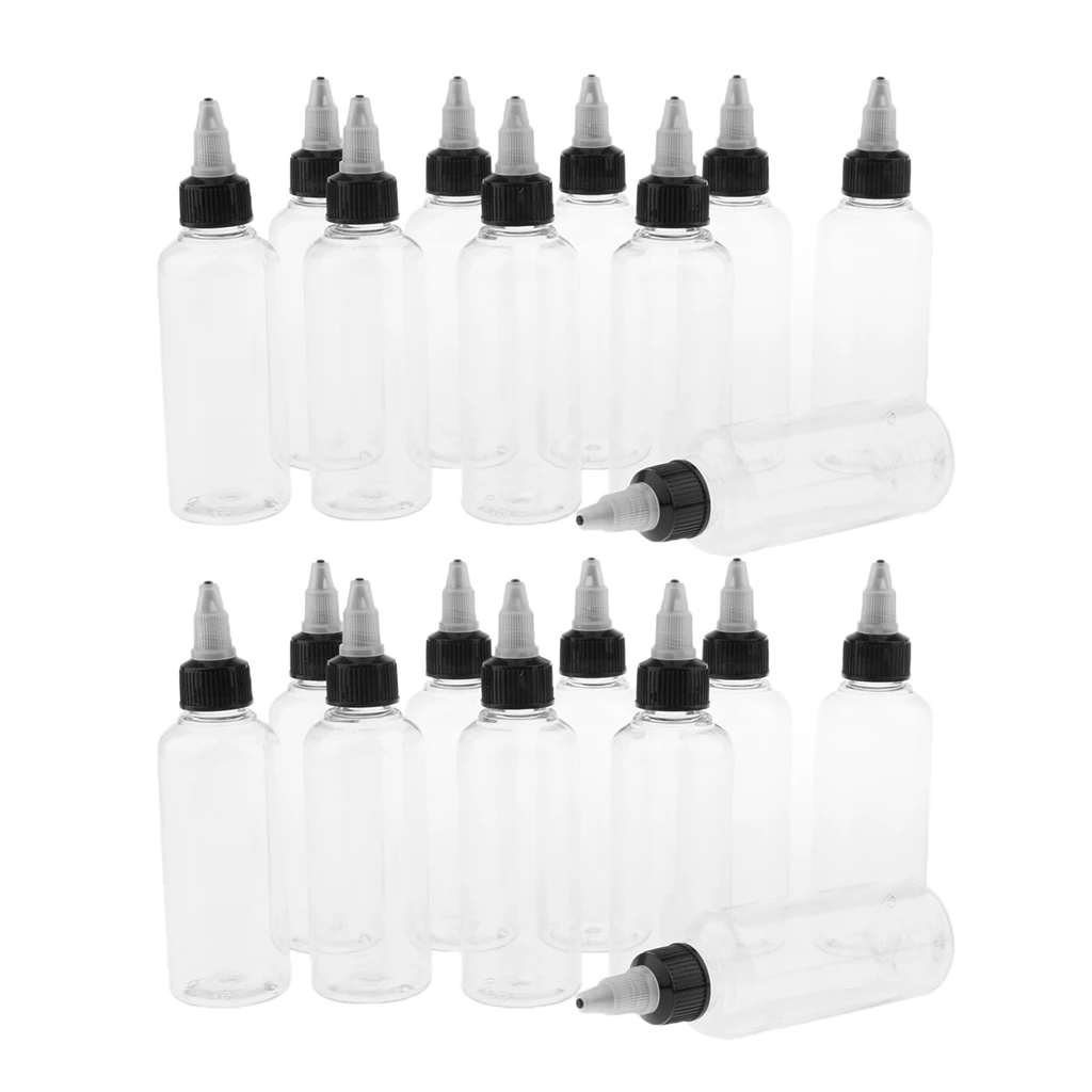 20 Pieces 100ml Plastic Liquid Ink Pigment Painting Empty Squeeze Tip Applicator Bottles with Twist Top Cap image 4