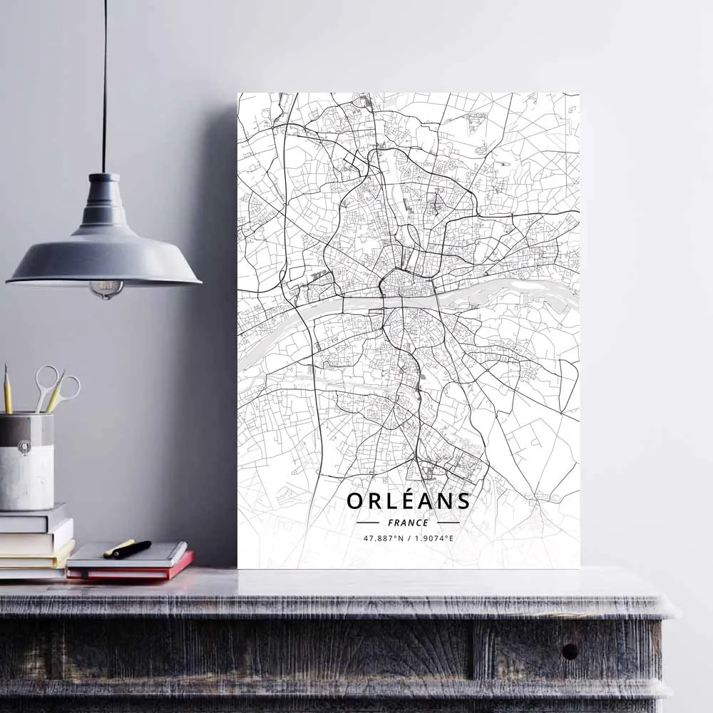 Nantes Nice Nimes Orleans Perpignan Reims Rennes Rouen Saint-Etienne Strasbourg Toulon Toulouse Tours فرنسا خريطة ملصق