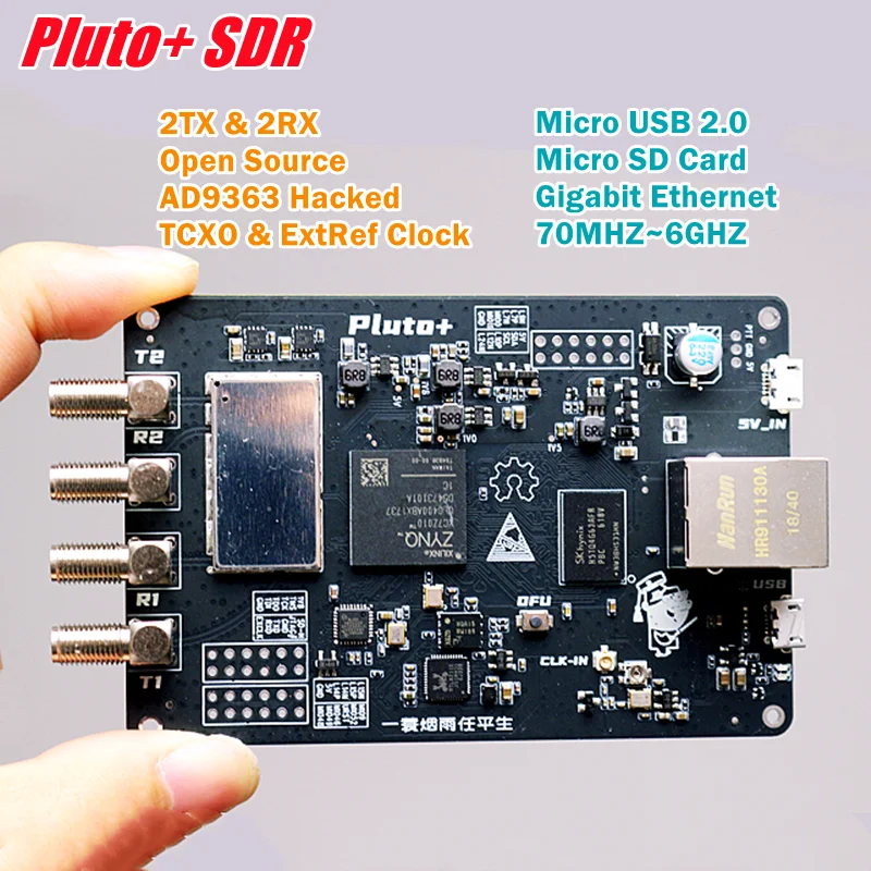 NEW Pluto+ SDR AD9363 2T2R Radio Pluto 2TX 2RX SDR 70M-6Ghz Support Duplex Transceiver Gigabit Ethernet JTAG UART Micro USB 2.0