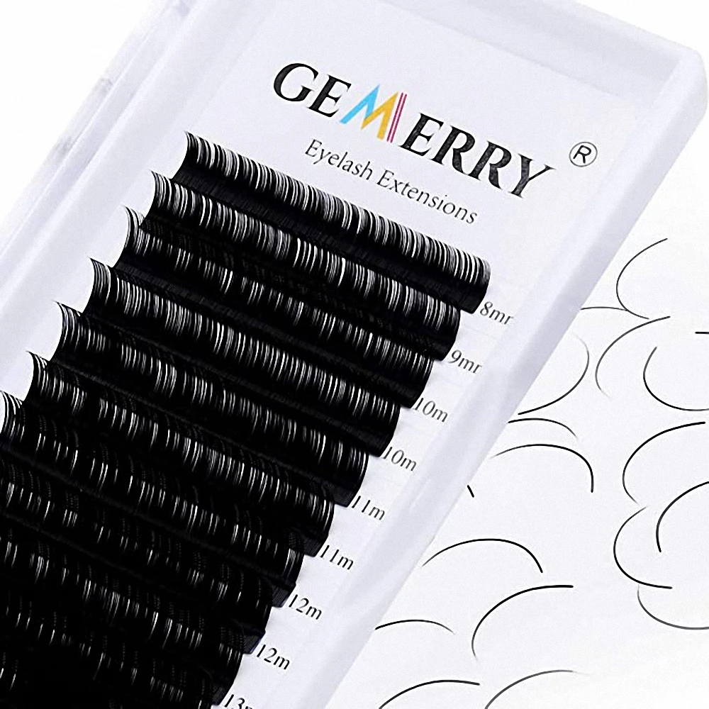 Gemerry-Extensión de pestañas clásicas, pestañas artificiales de visón falso, tamaño largo para maquillaje, pestañas postizas individuales naturales, suministros