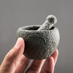 Natural Granite Mortar Pestle Set Handmade Zen Tea Pet Spice Herb Crusher Chinese Tea Ceremony Home Decor Premium Gift 7CM