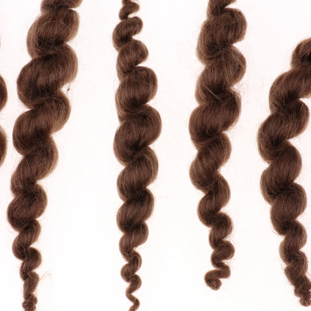 8 Stripes Pure Mohair Curly Hair Wig for Reborn Baby Newborn Doll Dark Brown