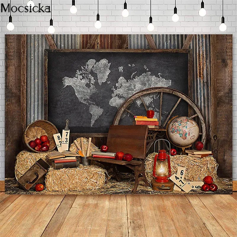 Fondo de regreso a la escuela para niños, accesorios de cumpleaños para fotografía, estudio, cabina, pizarra, globo, decoración para sesión de fotos
