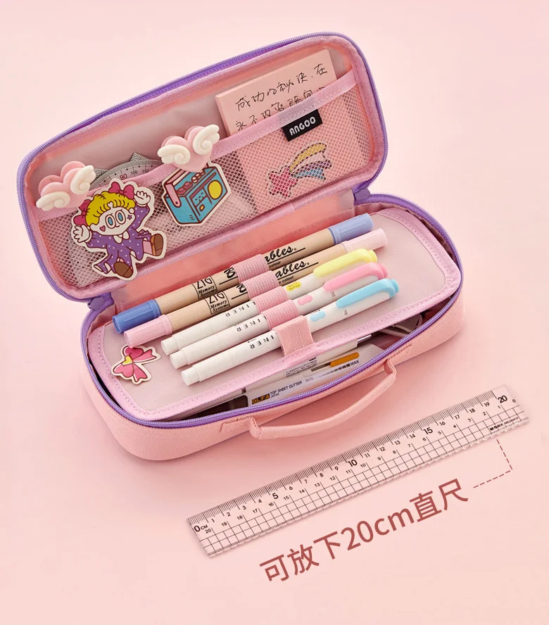 Unicorn Pencil Cases Zipper Canvas Bag Pen Organizer Kawaii Stationery School Supplies Eraser Box Ruler Pouch Gift Xmas Storage