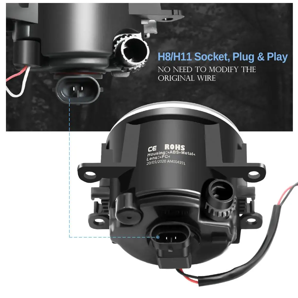 Angel Eye Fog Light For Ford Mustang 2005-2017(Not Fit GT) Car Front Bumper Fog Lamp with Halo DRL Daytime Running Light H11 12V