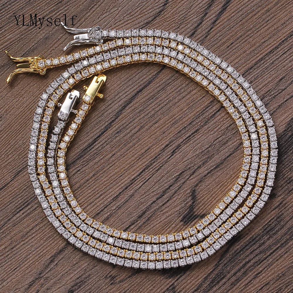 Brass 6/7/8/16/18/20 Inch Tennis Necklace Bracelet Pave full Shiny 2 mm Zircon Choker Chain Jewelry For Women