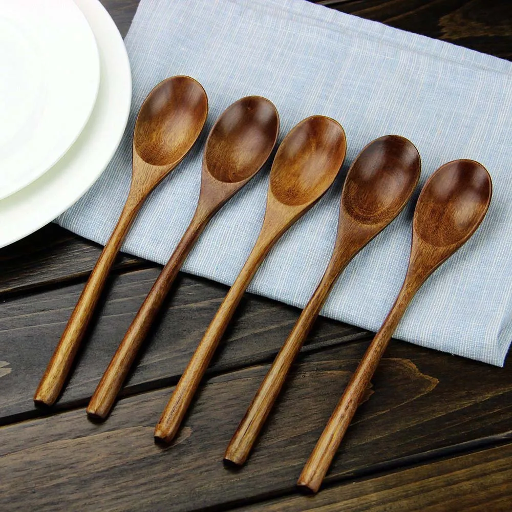 Spoons Wooden Soup Spoon Eco Friendly Tableware Natural Ellipse Wooden Ladle Spoon Set for for Eating Mixing Stirring