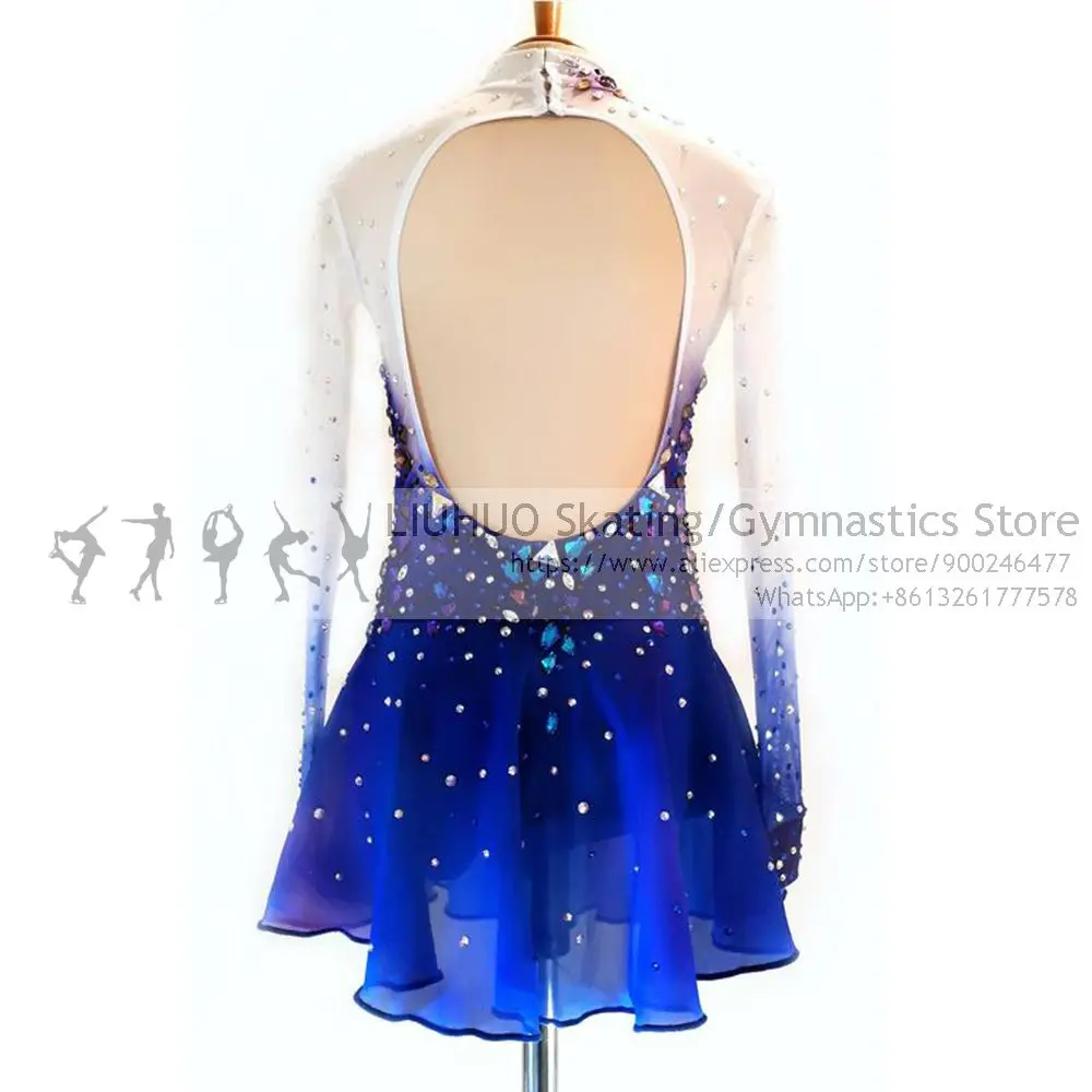 Figure Skating Dress Girls Competition Ice Skating Gradient Color Performance Rhythmic Gymnastics Dance Leotard Christmas Gifts