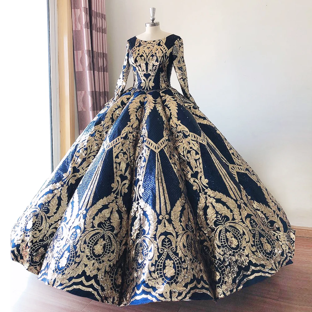 Vestido quinceanera com decote em O feminino, mangas compridas, lantejoulas, tamanhos grandes, muçulmanos, noite, formatura, casamento, vestidos de festa formais, luxo, 2023