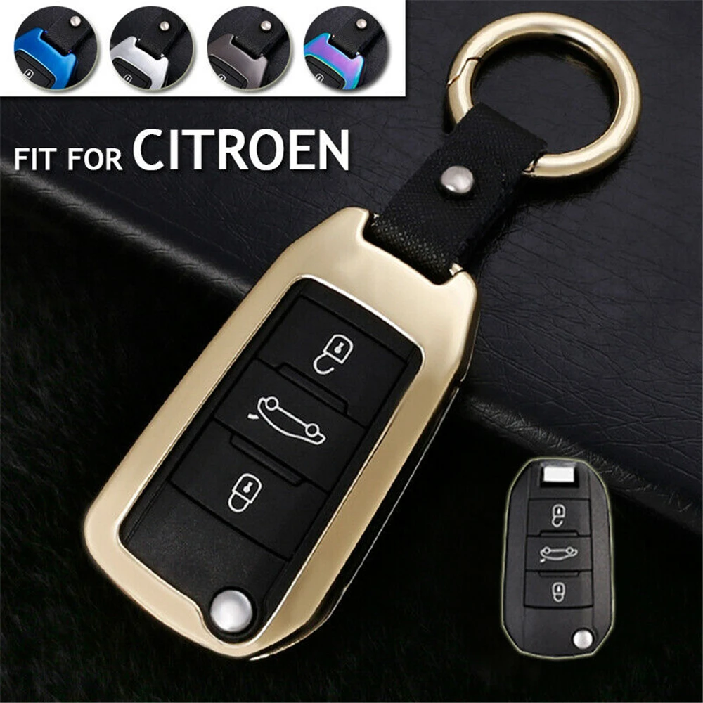 

Zinc Alloy Smart Remote Car Key Case Protector Cover For Peugeot 308 508 3008 Citroen C3 C4 C5 Accessories Keychain Shell