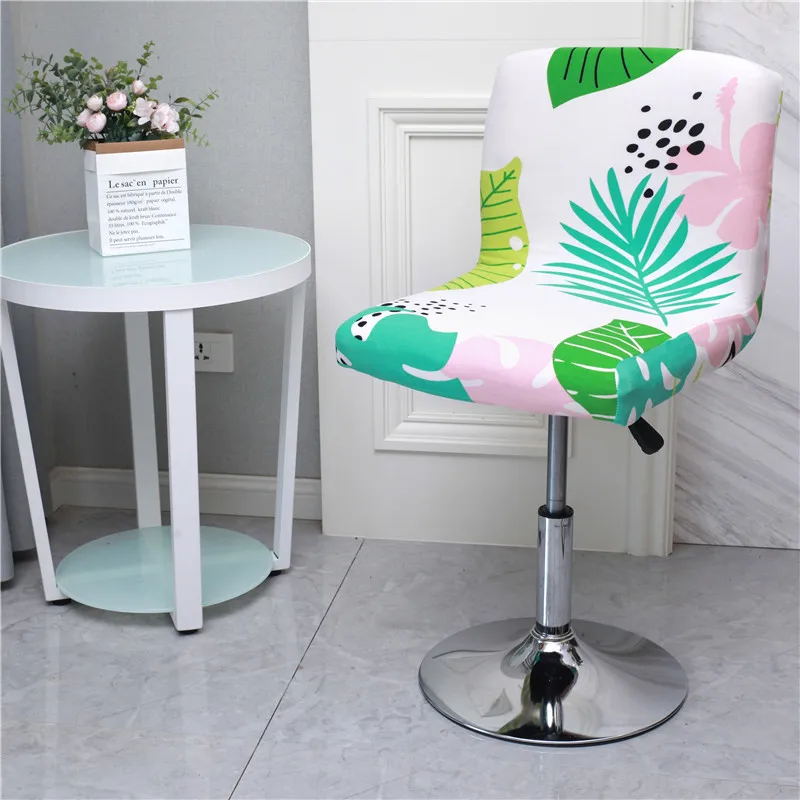 Flower Bar Stool Chair Cover Low Back Chair Slipcovers Spandex Seat Case Elastic Office Chair Cover Dining Seat Protector