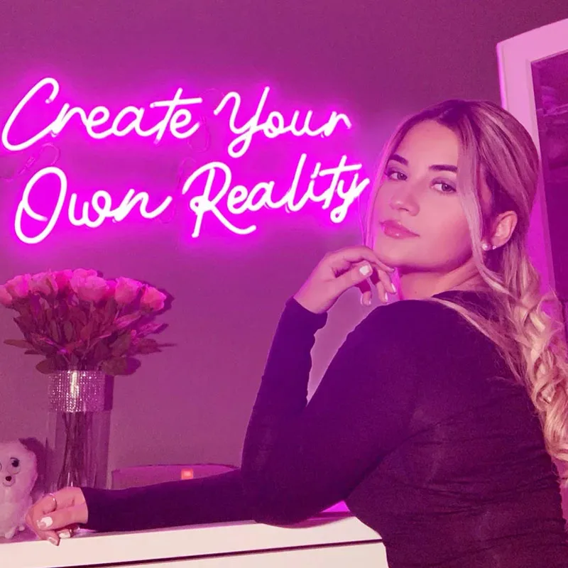 CREATE YOUR OWN REALITY Neon Light Sign Bedroom Custom Home Room Neon Art Wall Sign Night Light Party Decor Personalized