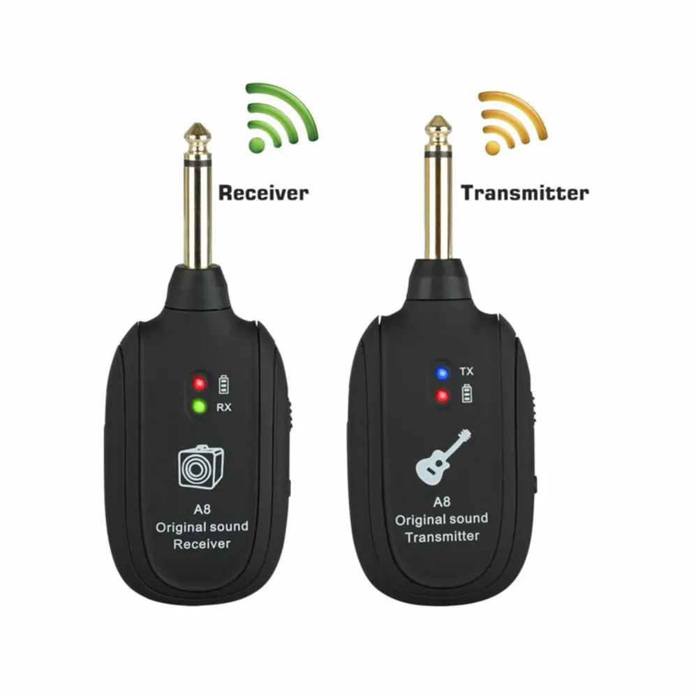 A8 UHF Guitar Wireless System Transmitter Receiver Built-in Rechargeable wireless guitar transmitter for guitar accessories