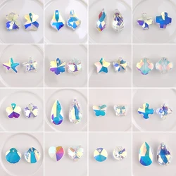 Best Quality Super Shiny AB Crystal Pendant Drop Heart Shape Glass Leaf Beads for Jewelry Making Necklaces Earrings Needlework