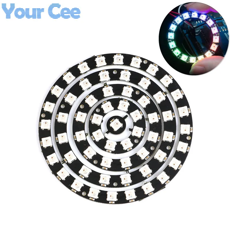 WS2812 WS2812B 1/8/12/16/24 LEDS Bits 5050 Led Strip Board Module Round LED RGB Colorful Full Color Light Strip DC4V-7V