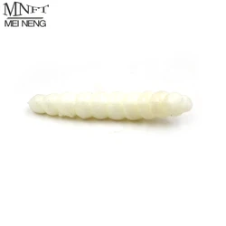MNFT 50Pcs White Green Lifelike Fishing Lure 3.8Cm Bionic Bread Bug Grubs Trout Lure Soft Maggot Bait