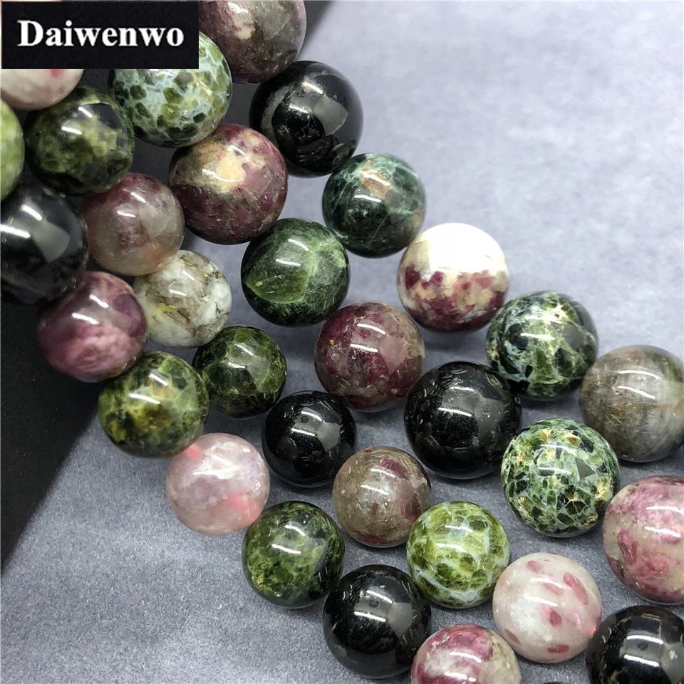 AAAAA Green Tourmaline Beads 6-12mm Round Natural Loose Stone Zeuxite Bracelet