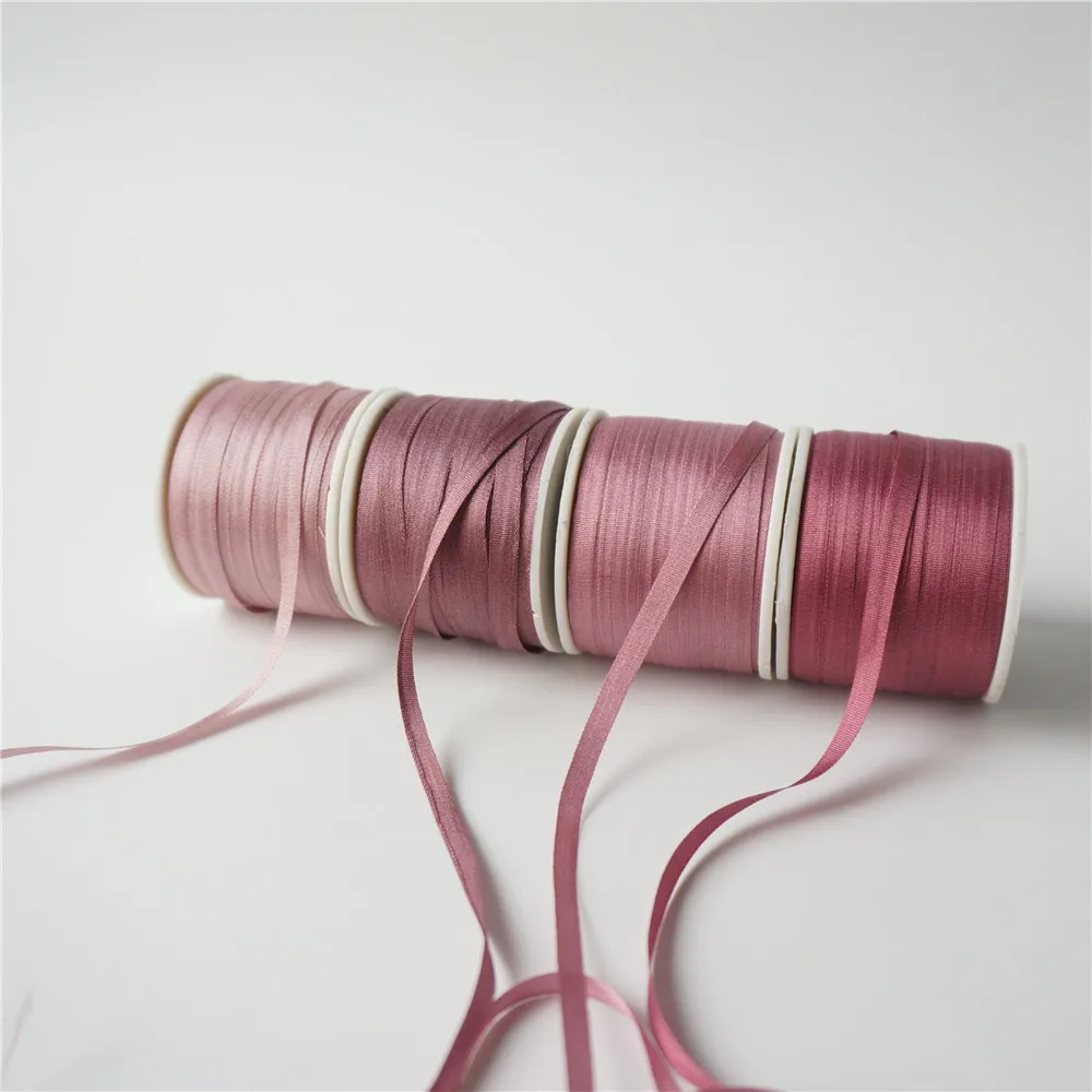 2 4 7mm 10Mts/Roll 4 Colors/Set Ins Style 100% Genuine Pure Silk Embroidery Ribbon Natural Silk Satin Taffeta Free Shipping