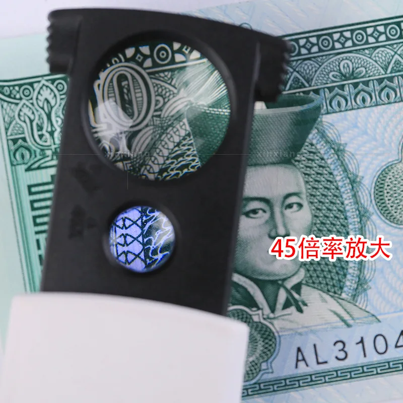 Handheld Portable Pull-Type High Power Gems Identification with LED Lights 20 Times 45 Times Double Lens Magnifying Glass