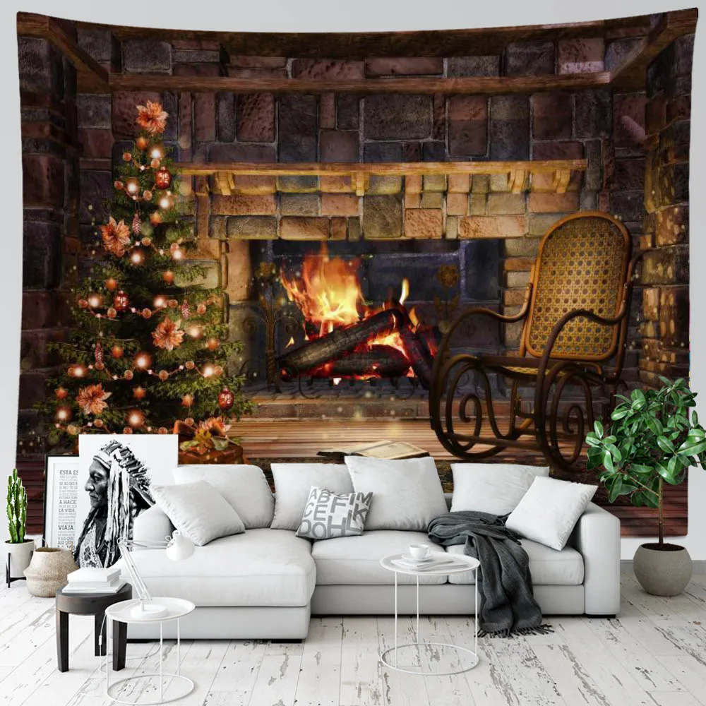 

SepYue Christmas Decoration Tapestry Psychedelic Tapestry Wall Hanging Tapestries Retro Fireplace Wall Decor Tarot Boho Decor