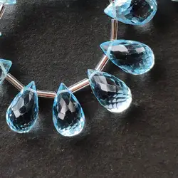 one piece loose beads blue topaz Teardrop faceted 6-7mm AAA for DIY jewelry making FPPJ wholesale nature gemstone