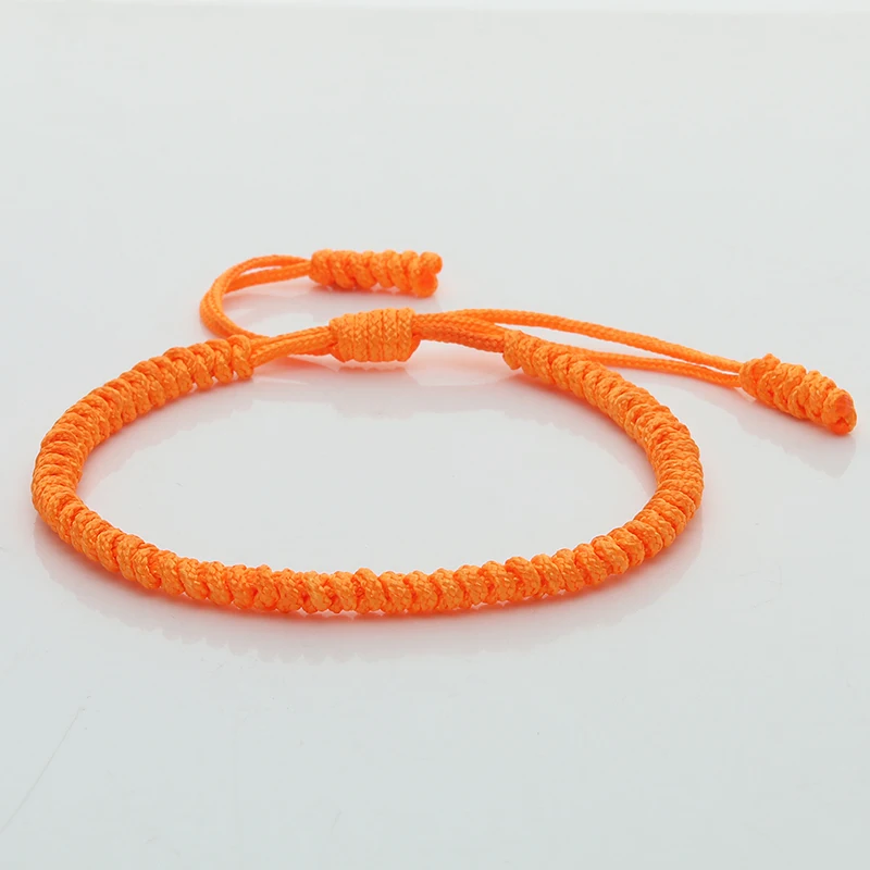 Handmade Bracelet Orange Braided Knot Rope Adjustable Charm Tibetan Buddhist Bracelets For Women Men Fashion Jewely Friend Gifts