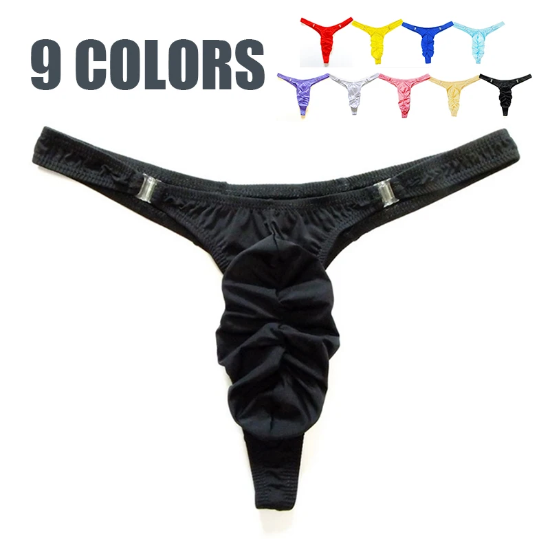 Men\'s G-Strings Sexy Underwear T-back Breathable Thong With Buckle Solid Color Underpants Male Intimates